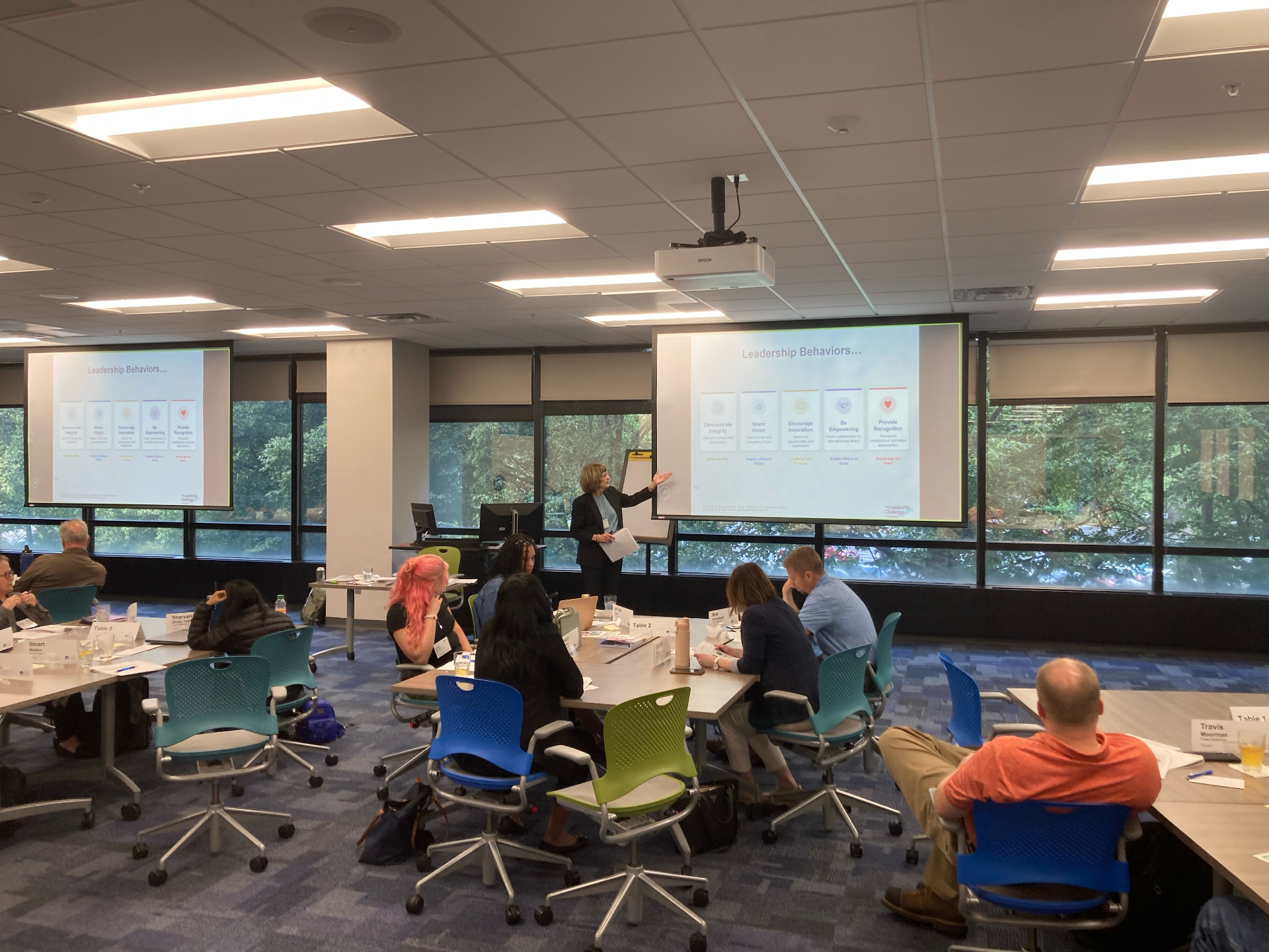 Patty Stueve facilitating a leadership session at the University of Dayton